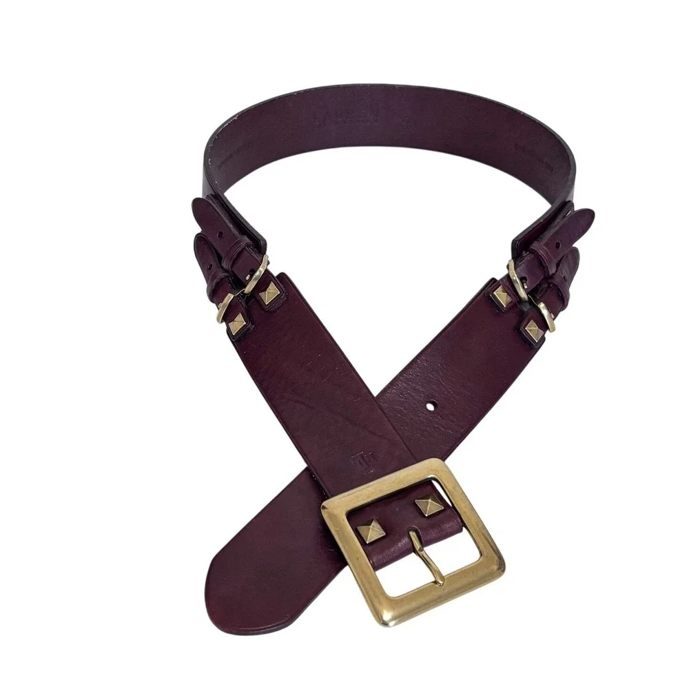 Ralph Lauren Equestrian Leather Brass Belt Womens M Brown Double Buckle Bridle